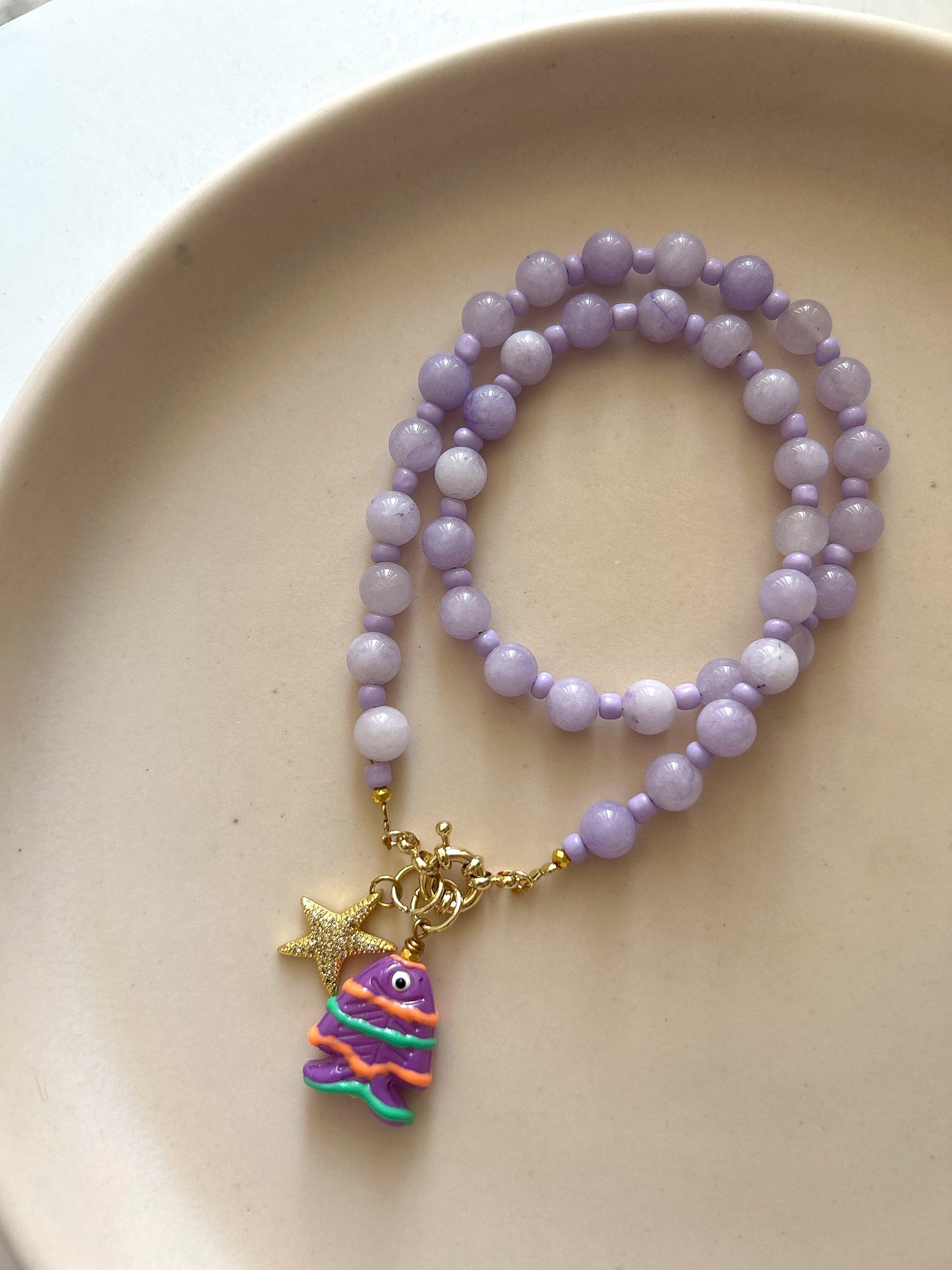 Purple fish necklace