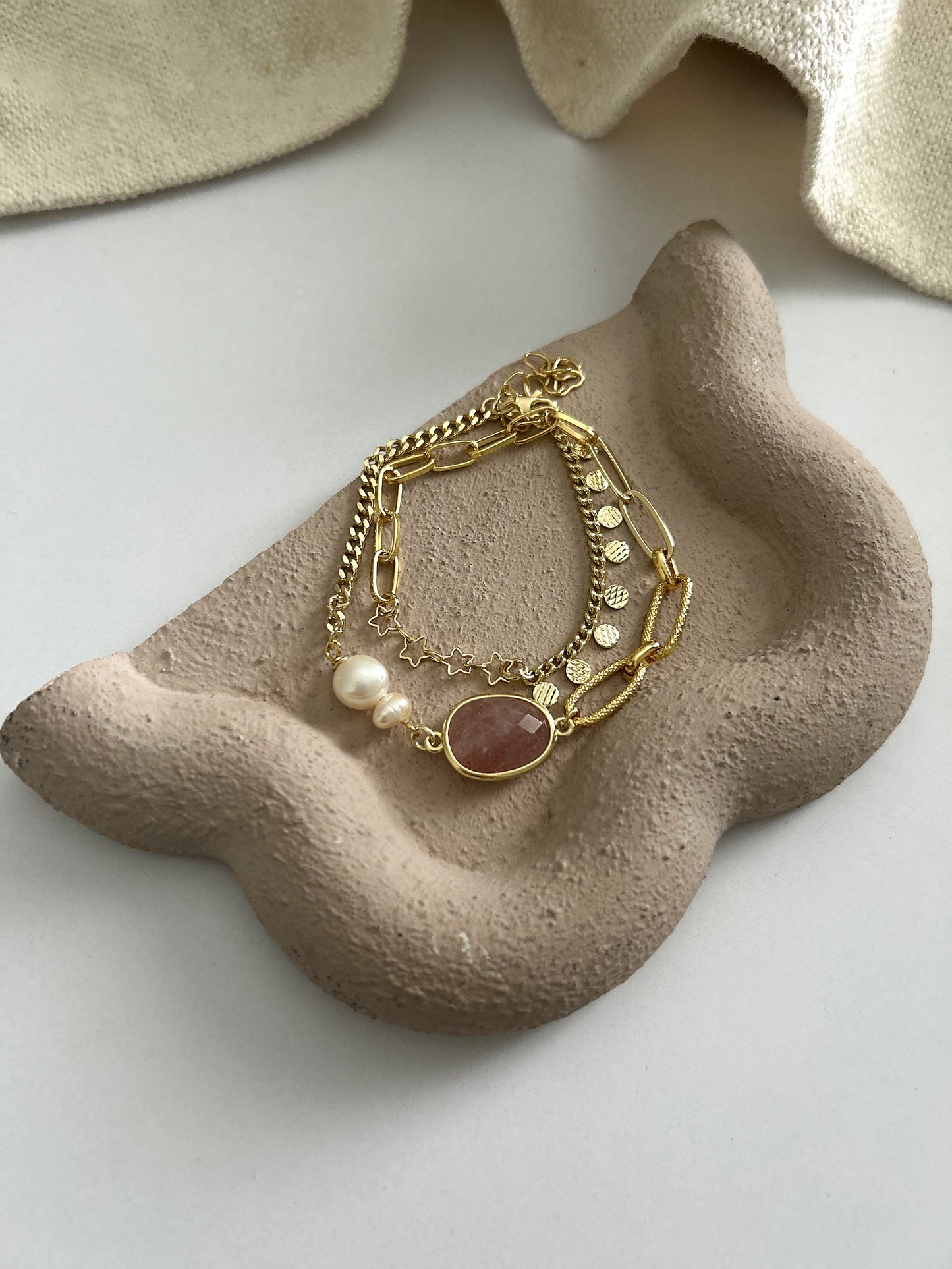Double layer stone bracelet