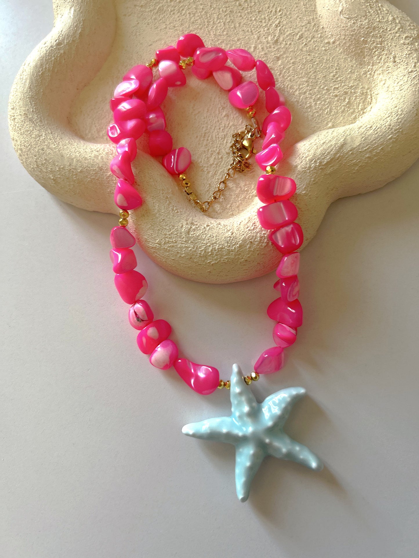 Hot pink star necklace