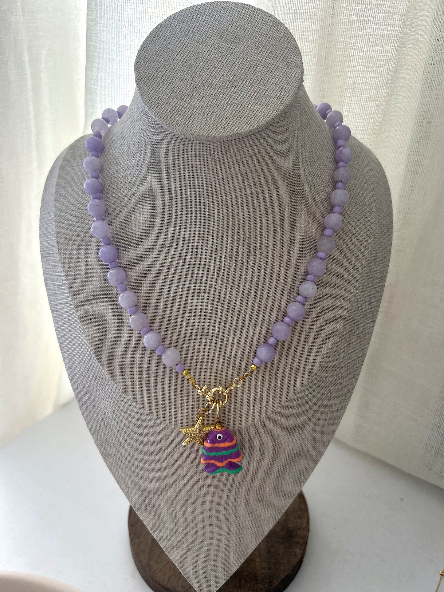 Purple fish necklace