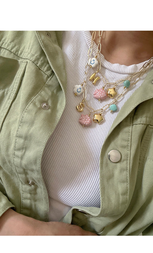 Pink fish necklace with your letter