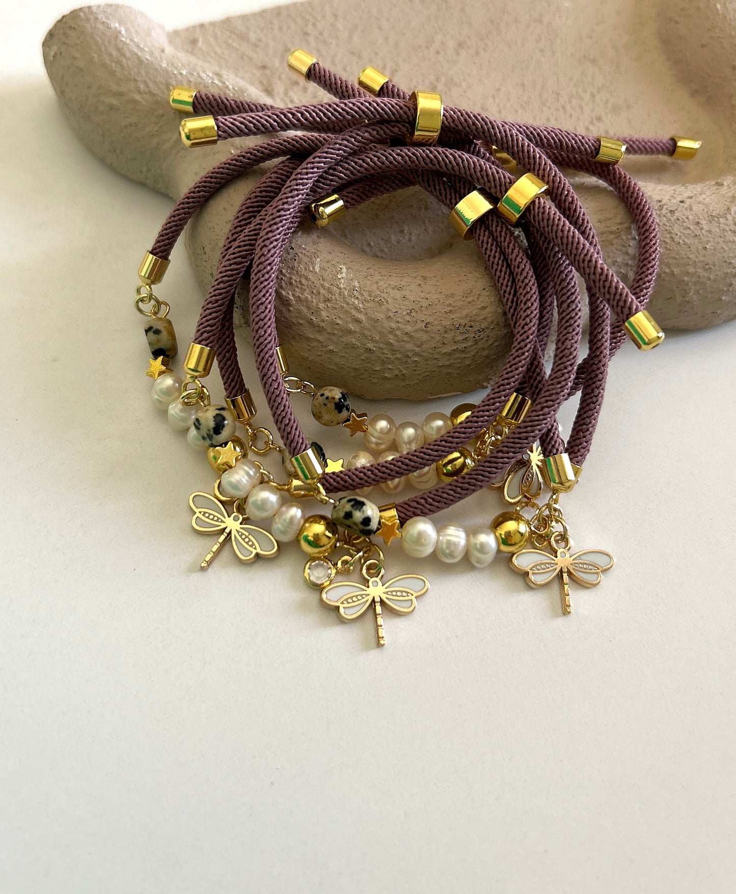 Pearls bracelet with butterfly charm