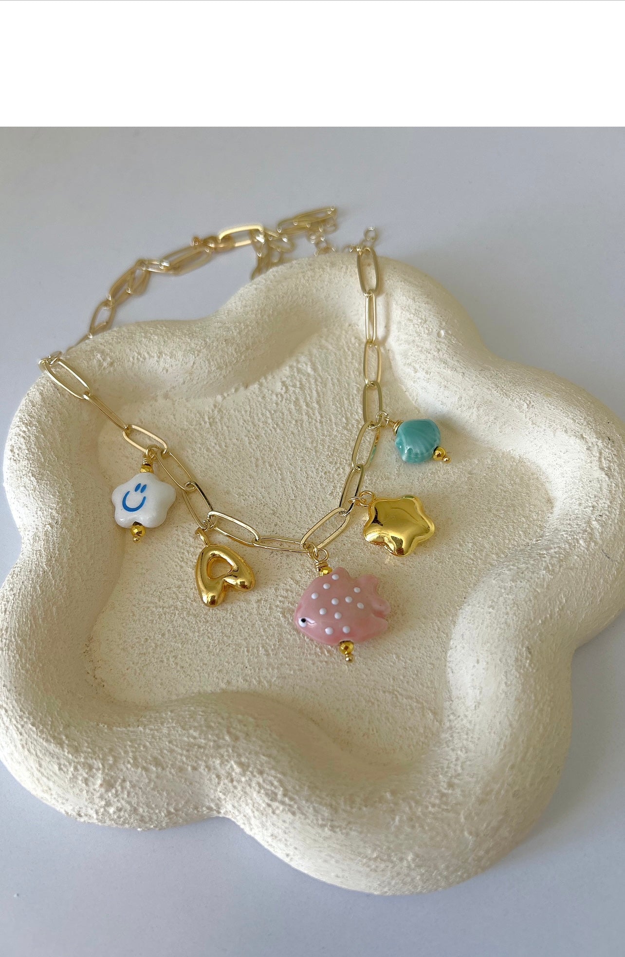 Pink fish necklace with your letter
