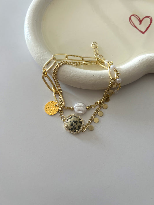 Double layer tiger stone bracelet