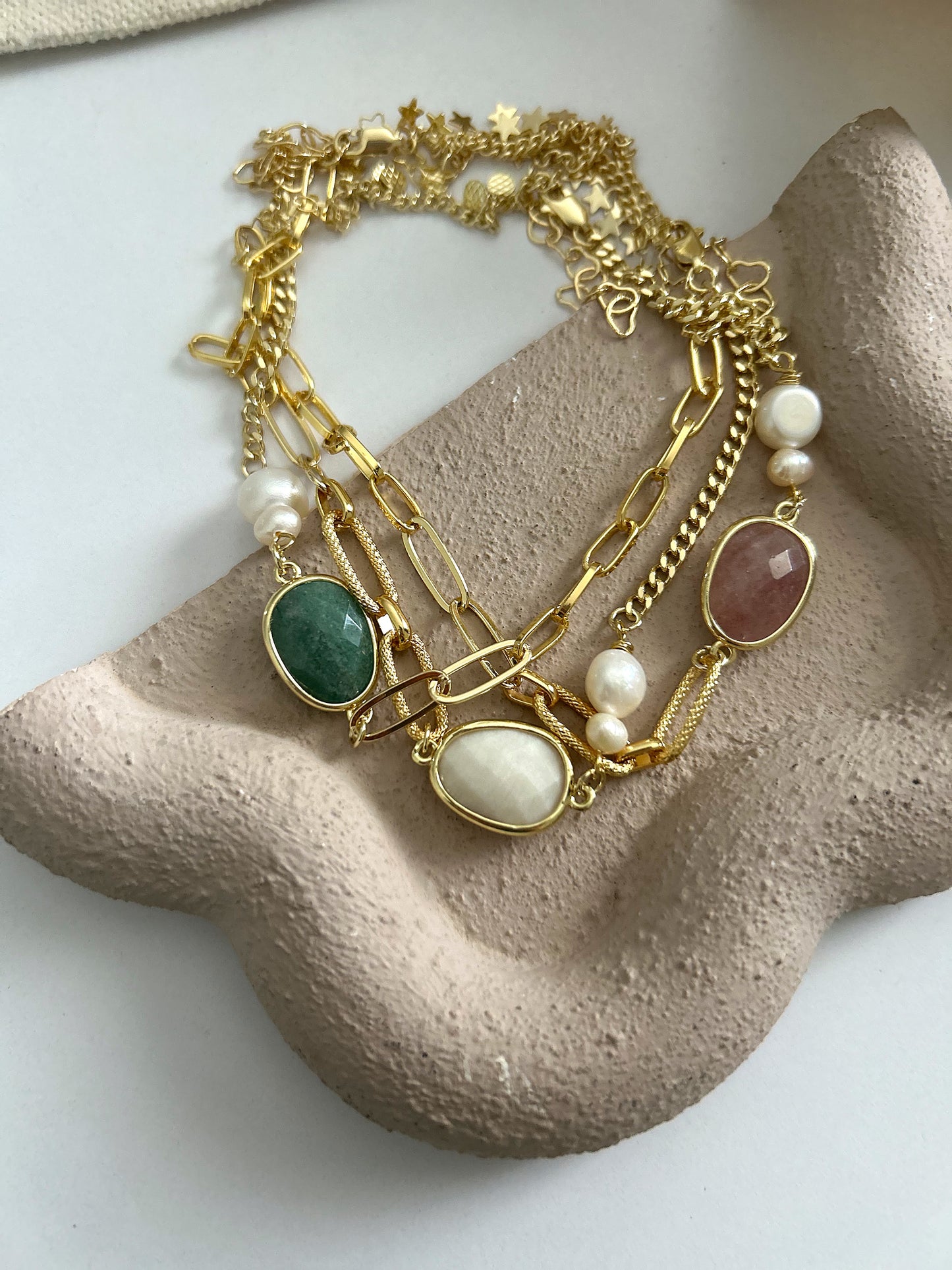 Double layer stone bracelet