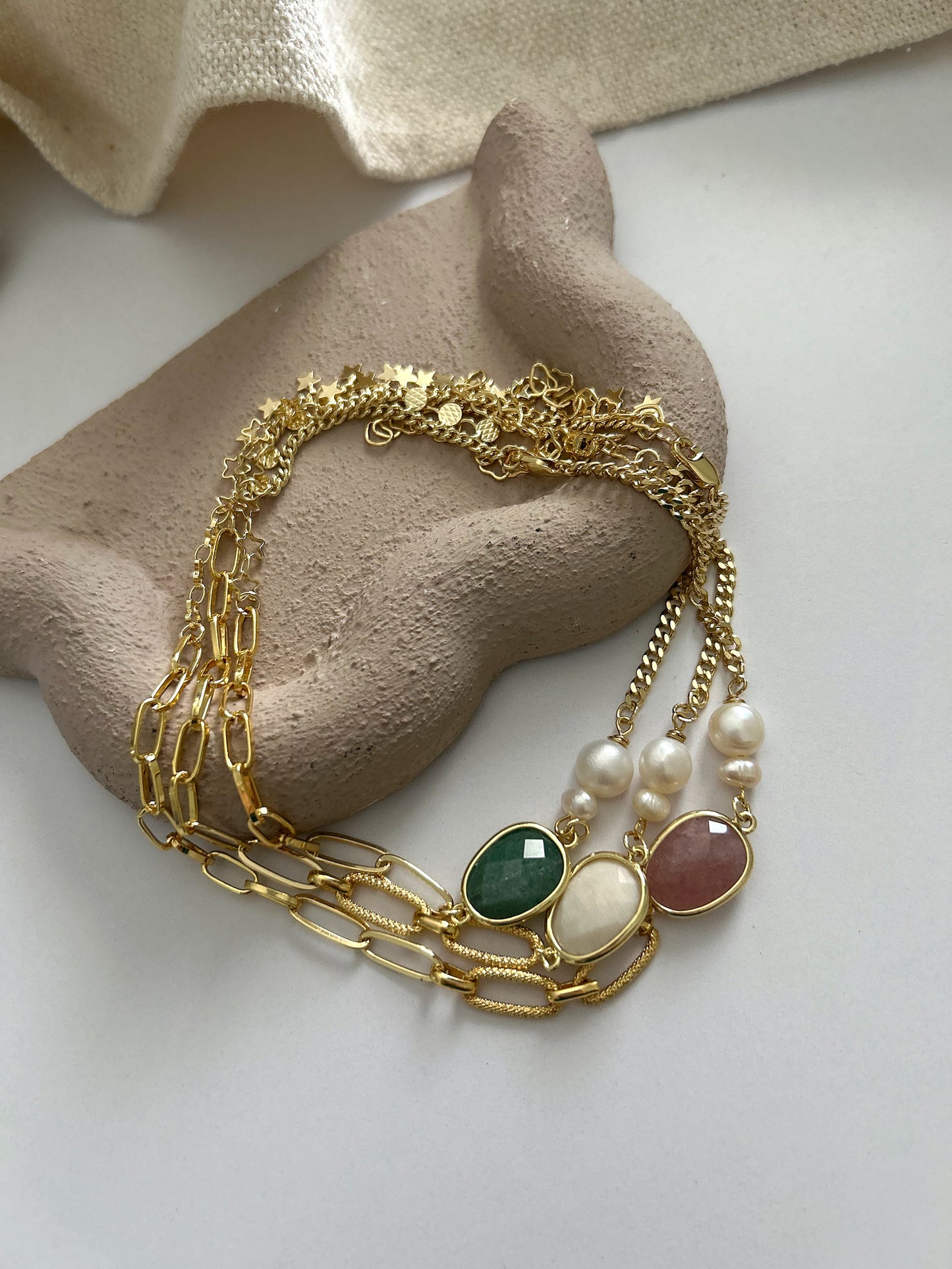 Double layer stone bracelet