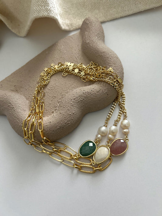 Double layer stone bracelet