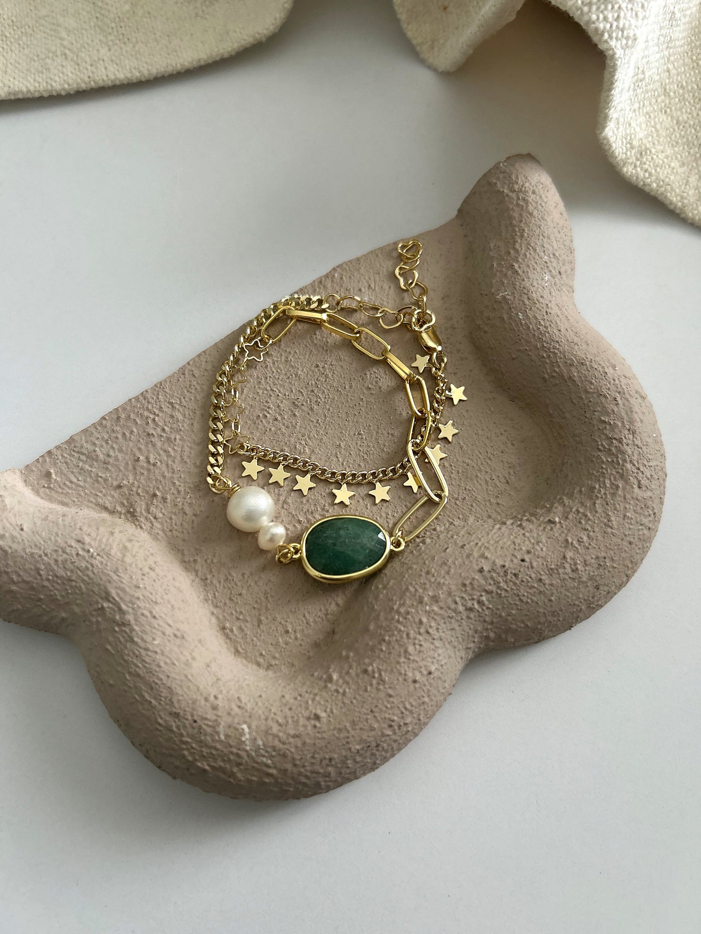 Double layer stone bracelet