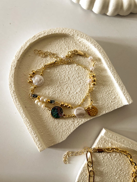 Double layer marble bracelet