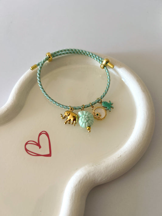 Mint green charms bracelet