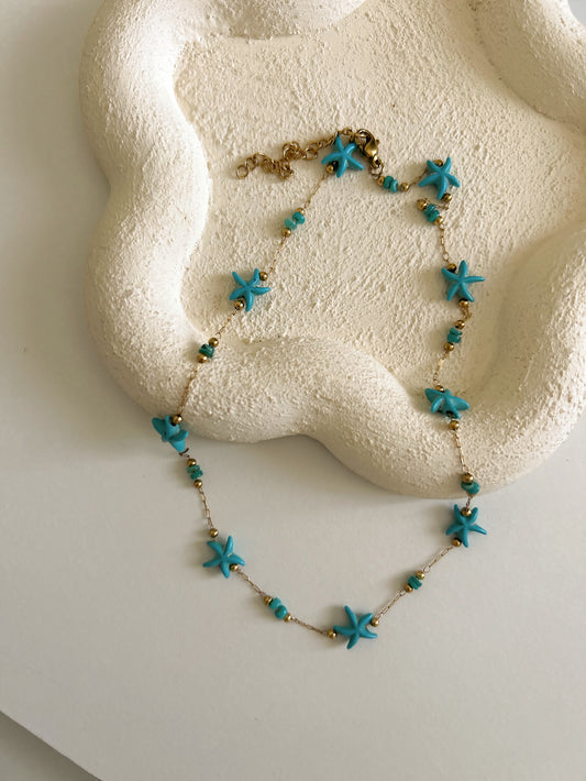 Blue stars stainless necklace