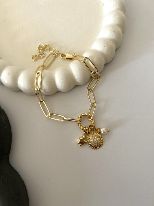 Sun charm bracelet