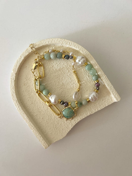 2 layers bracelet (mint stone)