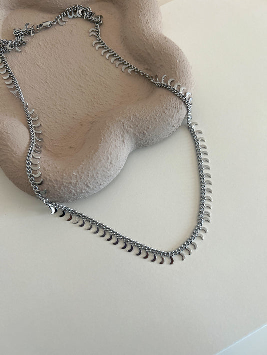Silver moon necklace